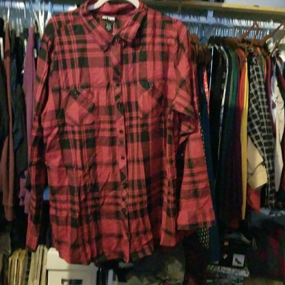 Burgundy plaid shirt